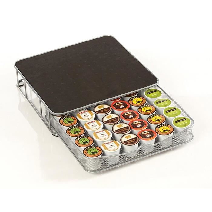 Range Capsules Café Métal - Support Dosettes Nespresso* - Organisateur Cuisine Noir - Capacité 90 Capsules