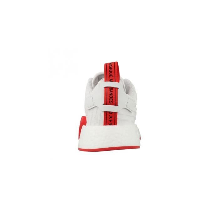 Basket adidas Originals NMD R2 Primeknit BA7253 Blanc Rouge Homme