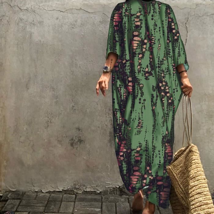Kimono Long Femme En Mousseline De Soie - Cardigan Ample Multicolore à Rayures, Manches 3/4