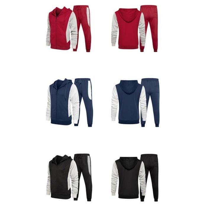 Ensemble Sweat à Capuche + Pantalon De Jogging Unisexe - Noir, Tissu Polyester/élasthanne, Tenue Décontractée Sport Automne-hiver