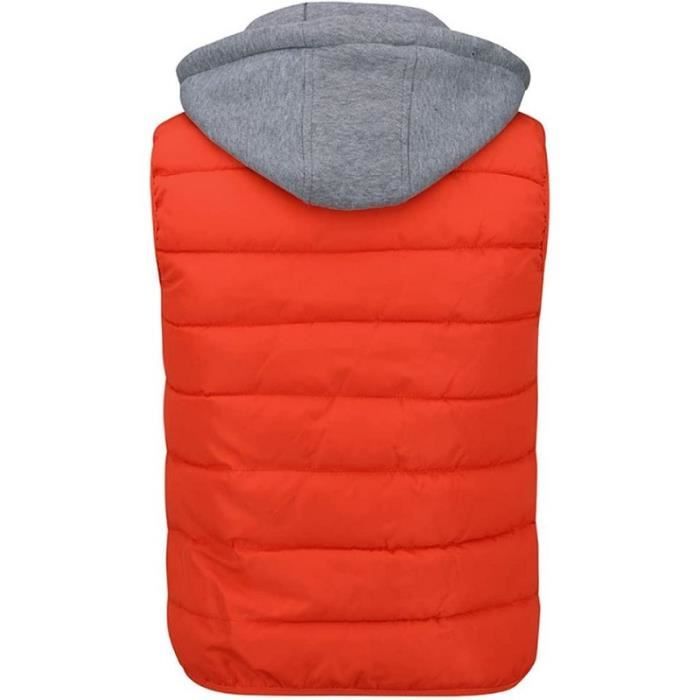 Homme Veste sans Manches Doudoune Matelasse Couleur Legere Gilet a Capuche Manteaux epais en Hiver M23C4 Orange Orange Cdiscount Pret a Porter