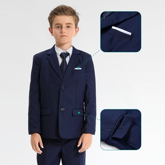 Costumes et Vestons Garcon Blazer de Ceremonie Mariage 6 16 Ans Bleu Marine