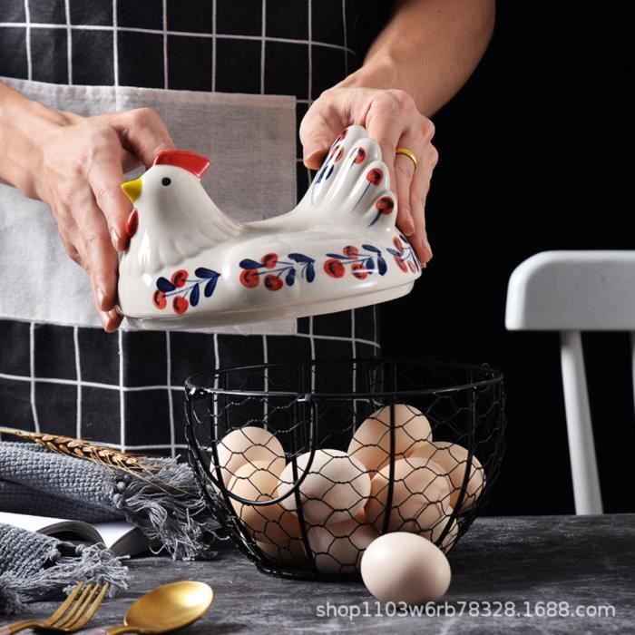 Panier à œufs En Fil Métallique Rustique - Déco Et Rangement Cuisine - 20x12 Cm - 6
