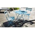 Ensemble table bistrot de jardin et 2 chaises pliantes - Acier - Oviala - Bleu-3