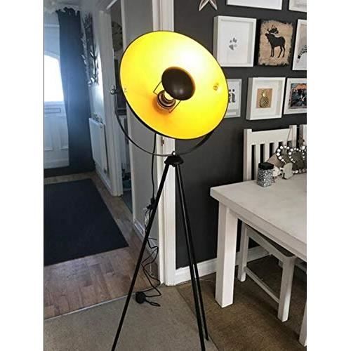 Jago® Lampadaire Trépied Type Projecteur de Cinéma Vintage Bois Lampe sur  Pied