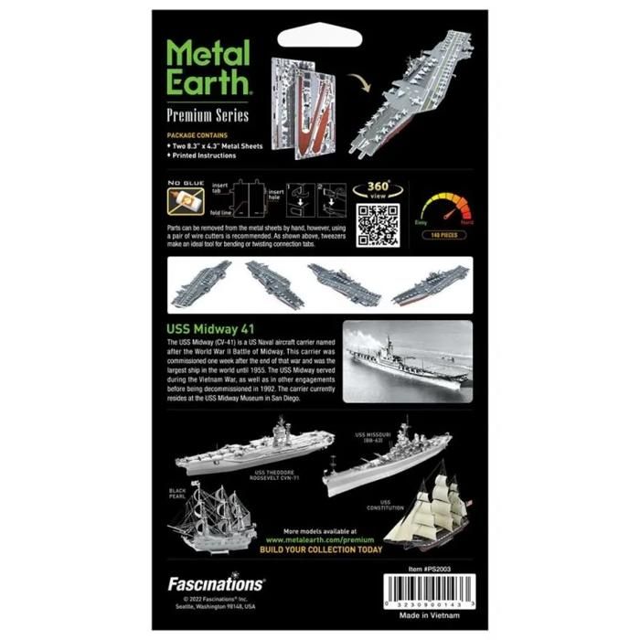 Maquette en métal - METAL EARTH - USS Midway - 2 pièces - Blanc - 14