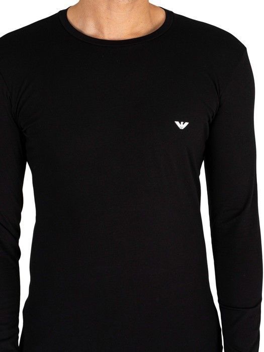 Emporio Armani T shirt a manches longues Lounge Crew Noir Noir Cdiscount Pret a Porter
