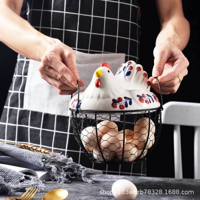 Panier à œufs En Fil Métallique Rustique - Déco Et Rangement Cuisine - 20x12 Cm - 2
