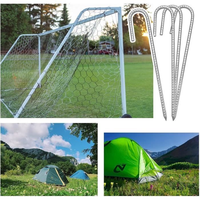 6 Piquets De Sol Acier - Crochet J, 30cm, Pour Trampoline, Tente, Jardin