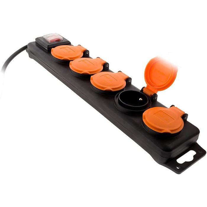 Lot De 5 Multiprises Extérieures étanches IP44 – 6 Prises Avec Interrupteur, Stagecaptain