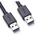Data Câble USB 3.0 Type A Mâle vers Mâle Câble Double USB SuperSpeed pour Disque Dur Boîtier Externe, DVD, etc.(0,6m)-0