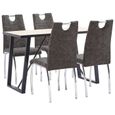 32514-Vintage Set Table et 4 Chaises - Ensemble de salle à manger 5 pcs Marron Similicuir Ensemble repas de jardin - Moderne-0