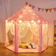 Tente Enfants Princesse Filles Château Jeux Maison avec LED rose-0
