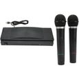 Fdit Microphone à main Microphone sans fil portable 1 récepteur pour 2 micros 2.4G VHF micro karaoké dynamique pour performance-0