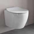 Sogood® WC Suspendu Blanc Cuvette Céramique Toilette Abattant Silencieux avec Frein de Chute Aix126-0