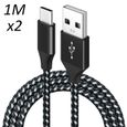 [2 pack] Câble Nylon Tressé Noir Type USB-C 1M pour Samsung galaxy S21 - S21 plus - S21 ultra - S21 FE [Toproduits®]-0
