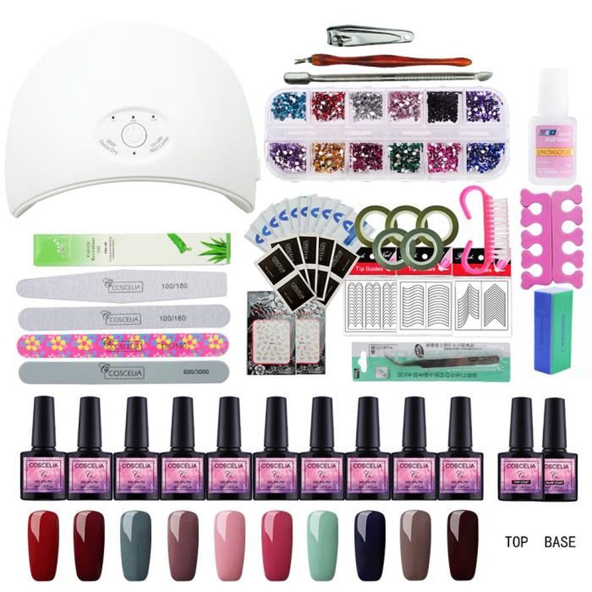 Kit Vernis Semi Permanent 36W Lampe UV/LED Soak Off Gel Polish Vernis à
