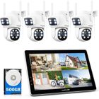 CAMCAMP Kit Caméra Surveillance WiFi sans Fil 10,1" NVR Écran 2MP+2MP Double Objectif Détection Humaine Audio Bidirectionnel