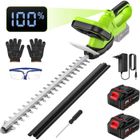PRUMYA Taille Haie Batterie Sans Fil 21V Brushless - 2 Batteries - Double Lame 51CM - Double Interrupteur de Sécurité - Affichage