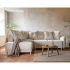 BESTMOBILIER Lena - canapé d'angle gauche 5 places - convertible avec coffre - en velours côtelé - Beige