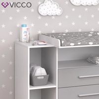 VICCO commode à langer OSKAR blanc gris étagère à langer meuble bébé commode table à langer