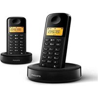 Téléphone sans fil Philips DECT D16 Duo sans Répondeur - Blanc - Autonomie en communication 10 heures