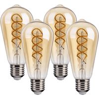 Dimmable Ampoule E27 Vintage, ST58 Rétro LED à Filament Spirale Lampe Décorative, 4W(équivalent 40W), Blanc Chaud 2200K, CRI90