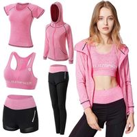 Survêtement Femme Ensembles - Sportswear - 5 Pièces - Gym Yoga Athlétisme Fitness Jogging - Rose
