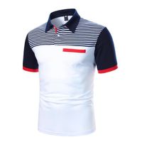 Polo Homme Chemise Homme Polo Manches Courtes Contraste Couleur Tops tv0304hts05tg Blanc3