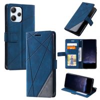 Coque pour Xiaomi Redmi 12/Redmi 12 5G/Poco M6 Pro Housse téléphone de Portefeuille Magnétique épissé en Cuir PU Flip Etui - Bleu