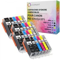 Ouismart® Pack 24 cartouches d'encre pour PGI-570 XL CLI-571 XL compatible Canon Pixma TS5050 TS5055 TS5053 MG5750 MG7750 MG5700
