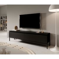Meuble TV Bemmi - 175 cm - noir et pieds noirs