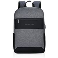 TD® Sac à Dos d'ordinateur Portable de 15 Pouces avec Port USB de Charge Backpack Sac à Dos Imperméable pour Hommes(Gris)