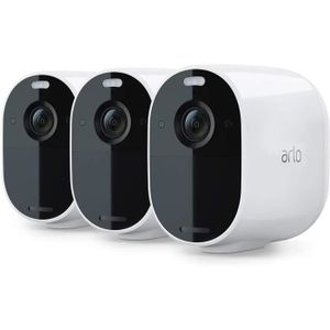 CAMÉRA IP Arlo Essential Spotlight - Pack de 3 caméras de surveillance Wifi sans fil - Blanc - 1K - Batterie de 6 mois - Jour et Nuit