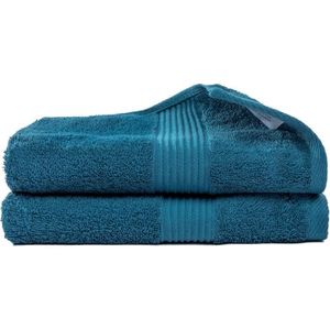 Lot de 2 serviettes de toilette en pur coton ultra douces et très absorbantes à séchage rapide pour salle de bain salon et salle de gym Bleu 16 x 28 cm spa hôtel 