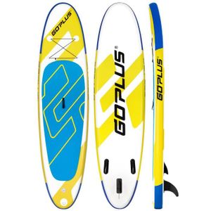 STAND UP PADDLE Planche de paddle gonflable GYMAX - Jaune - PVC - 
