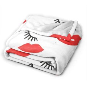 JETÉE DE LIT - BOUTIS Couvre-lit en velours Lèvres rouges - Enfant - 100 x 125 cm - Lavable - Doux et confortable