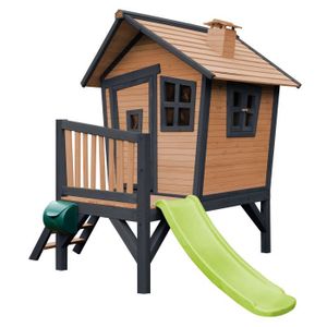 MAISONNETTE EXTÉRIEURE AXI Robin Maison Enfant avec Toboggan Vert clair | Aire de Jeux pour l'extérieur en anthracite & marron | Maisonnette