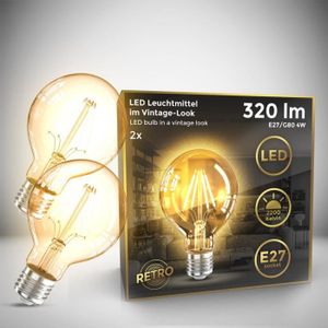 AMPOULE - LED 2 ampoules LED Edison Vintage G80 I E27, 4W, blanc