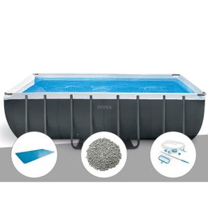 PISCINE Kit piscine tubulaire Intex Ultra XTR Frame rectangulaire 5,49 x 2,74 x 1,32 m + Bâche à bulles + 20 kg de zéolite + Kit d'entretien
