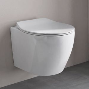 WC - TOILETTES Sogood® WC Suspendu Blanc Cuvette Céramique Toilette Abattant Silencieux avec Frein de Chute Aix126