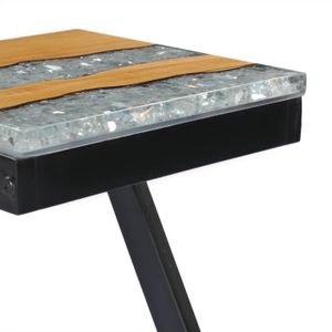 TABLE BASSE Table basse en bois de teck massif et polyrésine - VINGVO - SWT - Design de pieds en Z