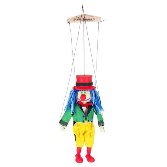 Sarini Marionnette à Fils Clown En Bois - Jouet Narratif Interactif - Bleu