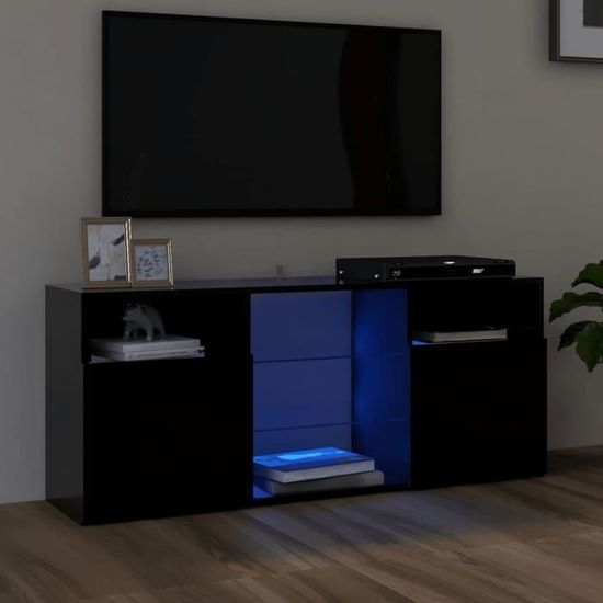 612NEUVES Meuble TV avec lumières LED - Living Banc TV Multifonction - Table pour Salon Unité murale Noir 120x30x50 cm