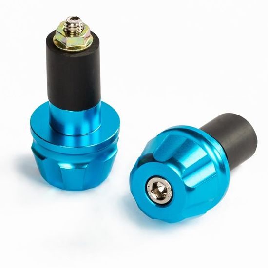 Paire Embouts Guidon Metal Moto Scooter Cross 17mm Contrepoids Accessoires Bleu