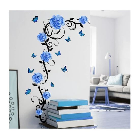 110 * 180 cm Grand 3D Bleu Fleur Salon Décoration Vinyle Stickers Muraux  Bricolage Chambre Moderne Décoration Affiche Murale 