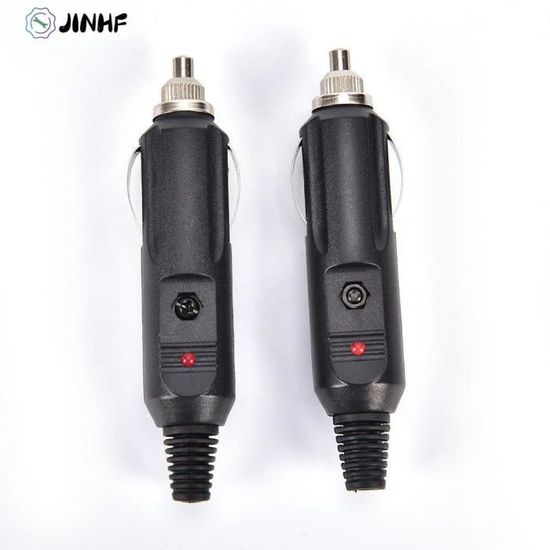 Lot De 2 Adaptateurs Allume-cigare 12V/24V Avec Câble 16AWG Et Fusible 15A - Voyant LED - Pour Voiture, Camping-car, Pompe à Air - 11