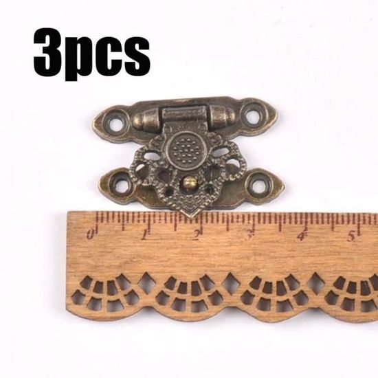 Alliage de zinc style Vintage Bijoux Valise du verrou de clé Hasp fort ton Bronze 2 Pcs