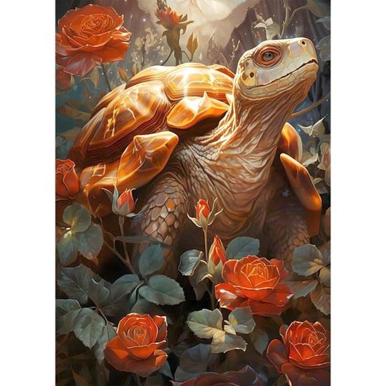 ZGMAXCL Kit De Peinture Diamant à Faire Soi-même Pour Adultes Et Enfants - Motif Tortue Ronde Colorée - Grande Taille - Décoration Murale Pour Salon, Cuisine, Cadeau - 80 X 60 Cm