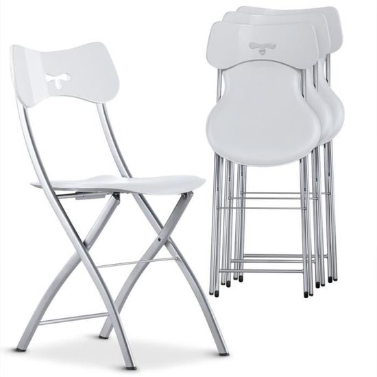 Lot De 4 Chaises Pliantes Wendy Blanc Achat Vente Chaise Cdiscount